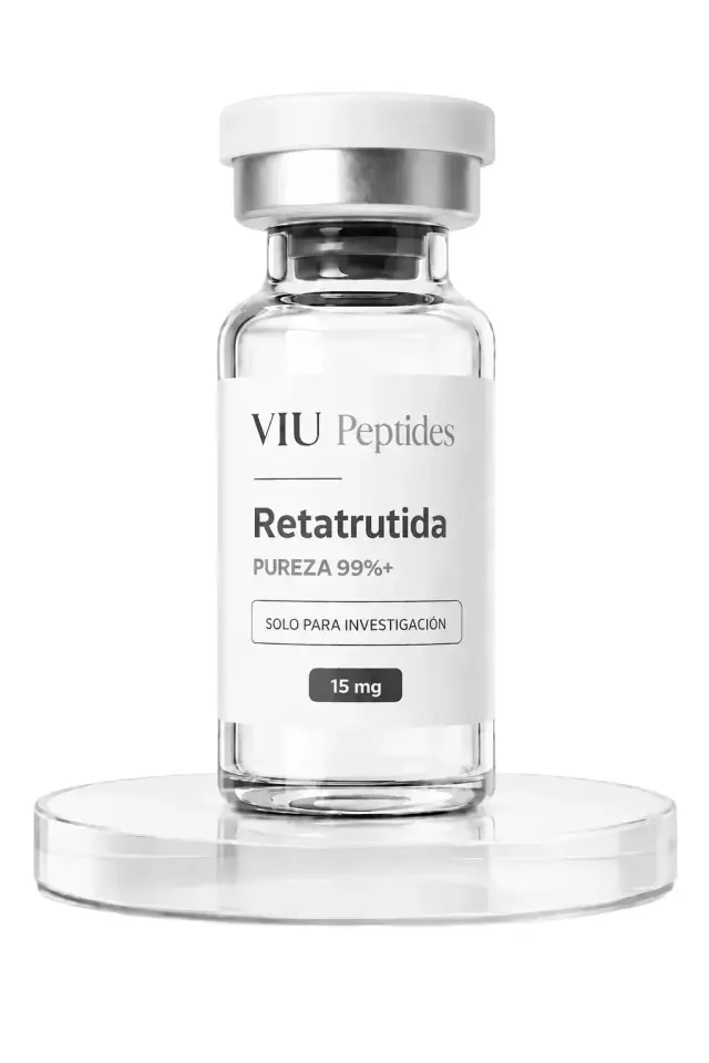 Vial ViuPeptides Retatrutide 15 mg para investigación, México