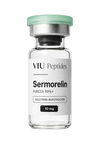 Vial ViuPeptides Sermorelin 10 mg para investigación, México