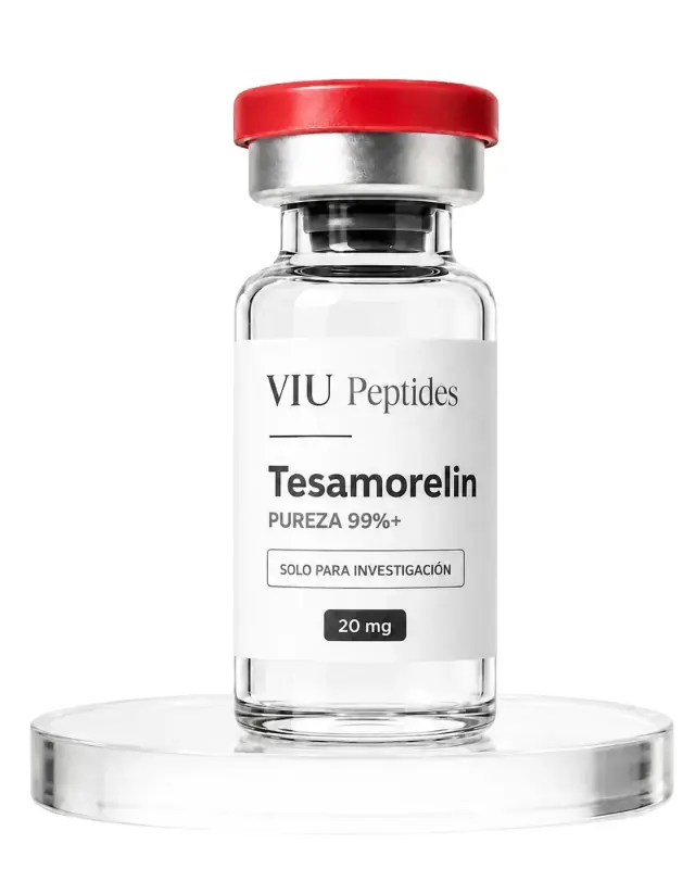 Vial ViuPeptides Tesamorelin 20 mg para investigación, México